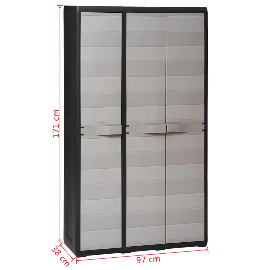 Garden Storage Cabinet with 4 Shelves Black and Grey