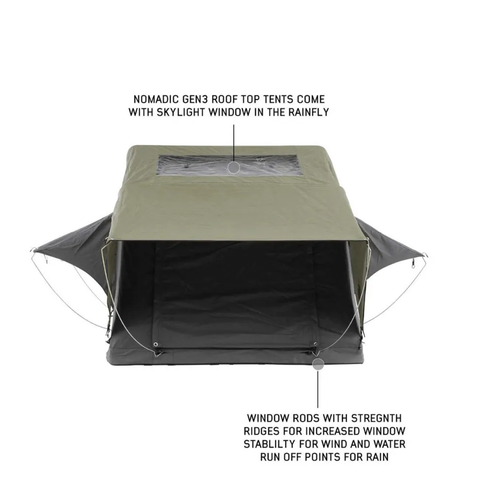 HD Nomadic 2 Extended Soft Shell Roof Top Tent, Grey Body & Green Rainfly