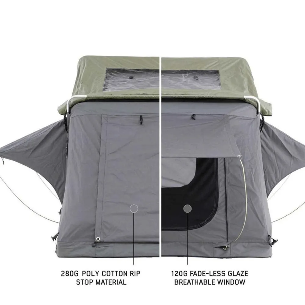 HD Nomadic 2 Extended Soft Shell Roof Top Tent, Grey Body & Green Rainfly