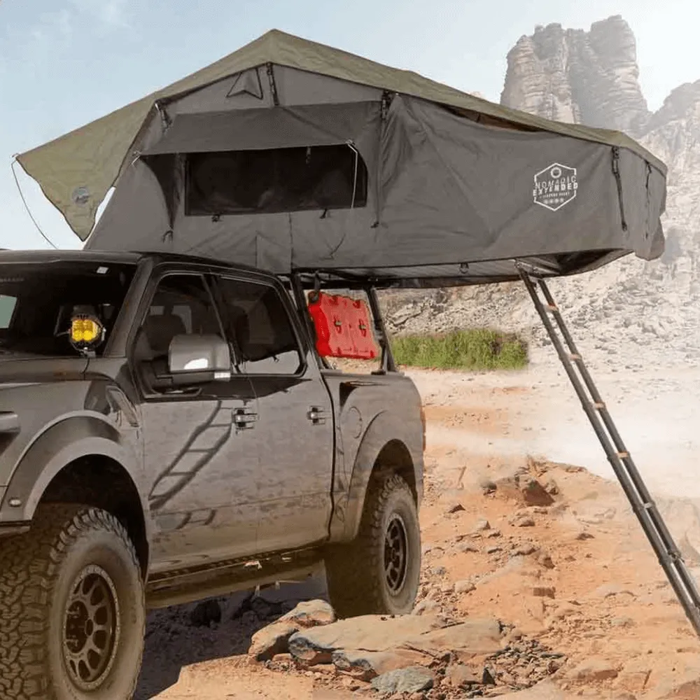 HD Nomadic 2 Extended Soft Shell Roof Top Tent, Grey Body & Green Rainfly