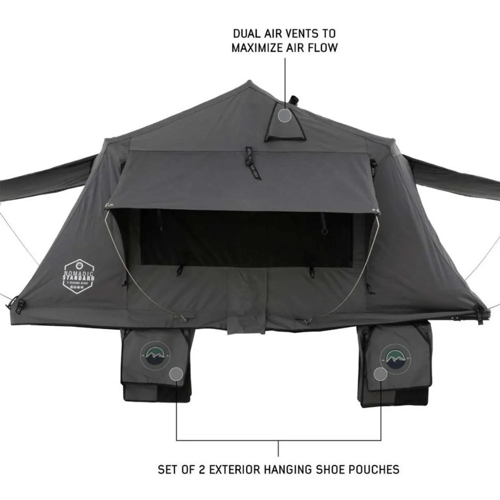 HD Nomadic 2 Standard Soft Shell Roof Top Tent, Grey Body & Green Rainfly