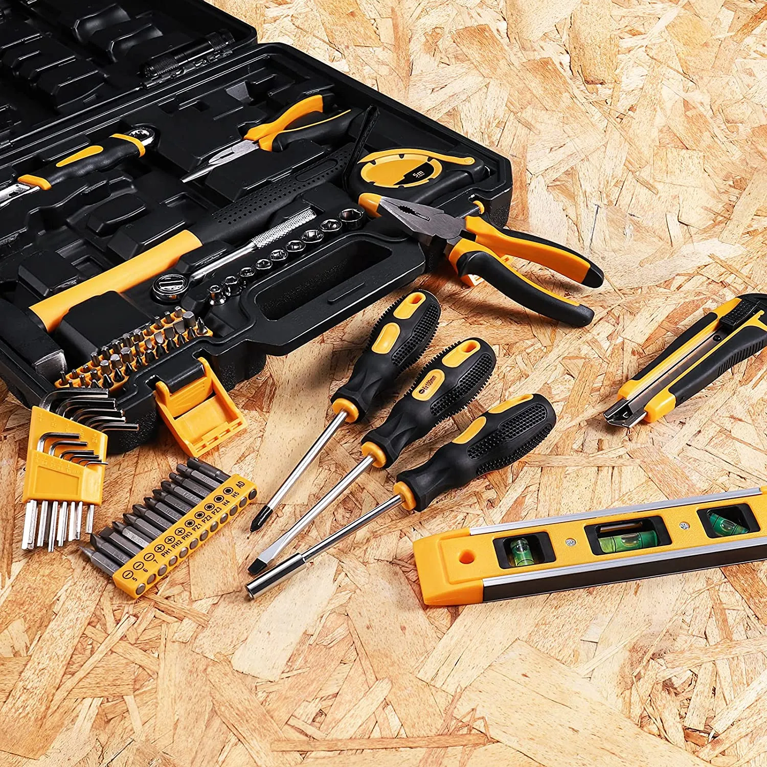 Household Tool Kit 102PCS, Tool Set, Hand Tool Kit with Wrenches, Precision Screwdriver Set, Hammer, Pliers and ToolBox - MTH100