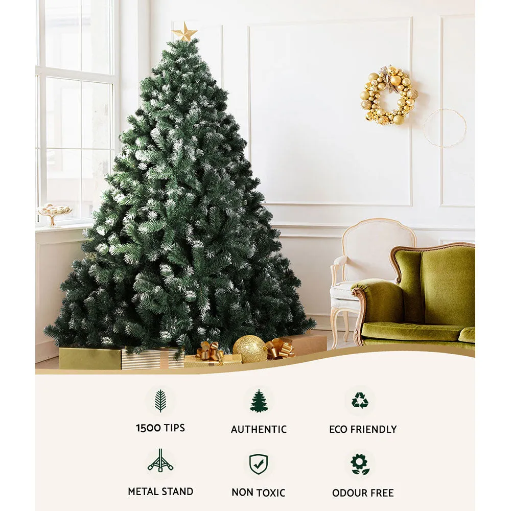 Jollys Christmas Tree 2.4M Xmas Trees Decorations Snowy 1500 Tips