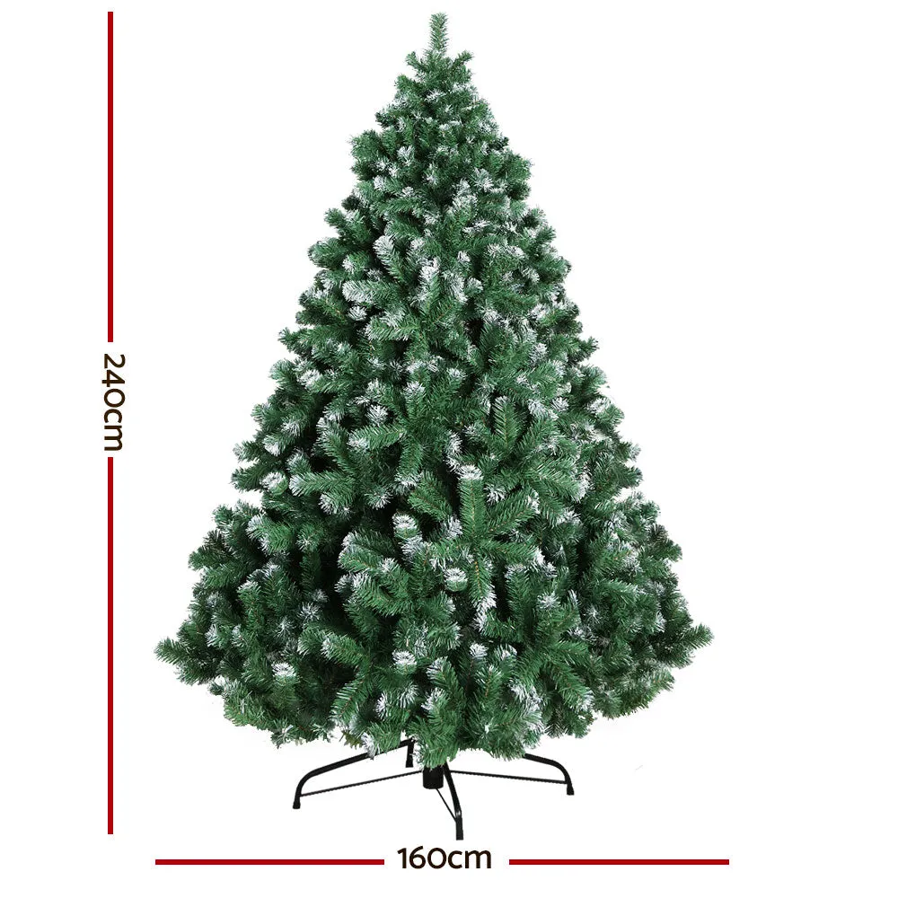 Jollys Christmas Tree 2.4M Xmas Trees Decorations Snowy 1500 Tips