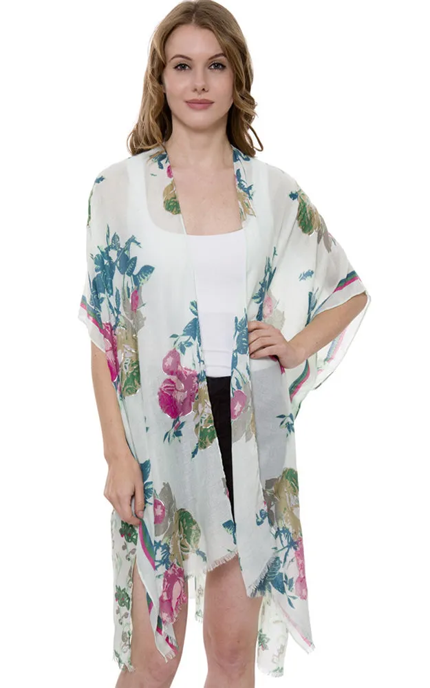 JP1406 Floral Pattern Cover-Up Kimono