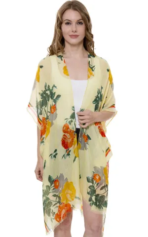 JP1406 Floral Pattern Cover-Up Kimono