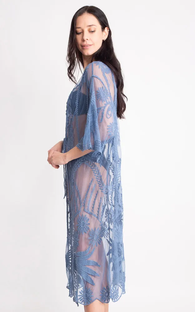 JP2140 Wheat Leaves Pattern Lace Cover Up w/Tie-Knot Closure