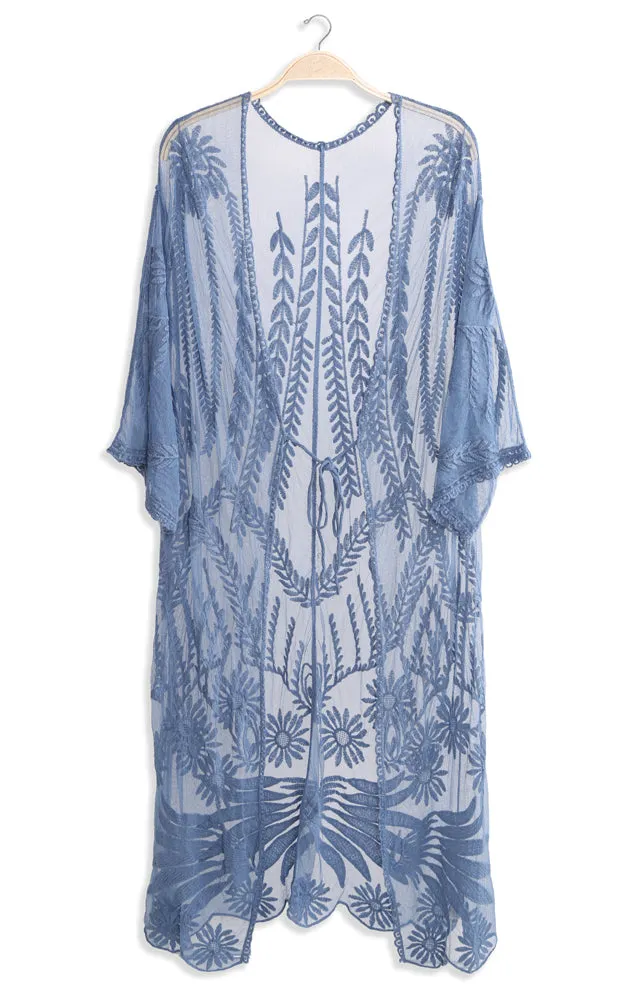 JP2140 Wheat Leaves Pattern Lace Cover Up w/Tie-Knot Closure
