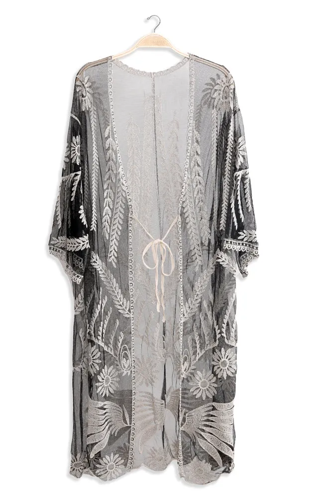 JP2140 Wheat Leaves Pattern Lace Cover Up w/Tie-Knot Closure
