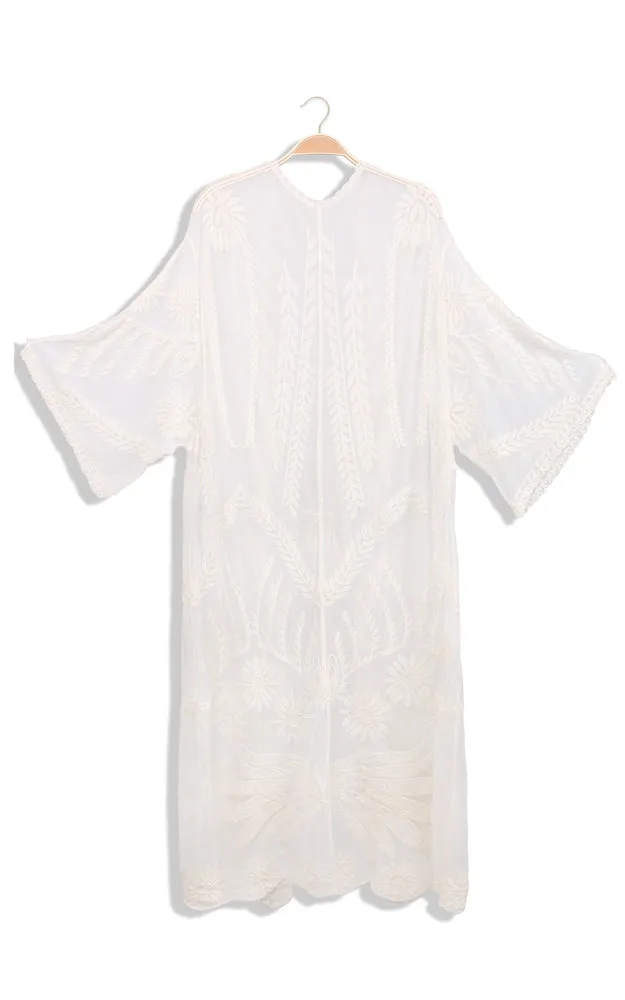 JP2140 Wheat Leaves Pattern Lace Cover Up w/Tie-Knot Closure