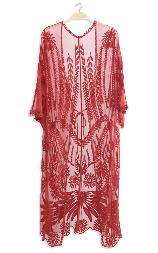 JP2140 Wheat Leaves Pattern Lace Cover Up w/Tie-Knot Closure