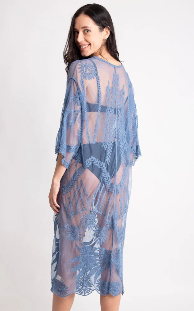 JP2140 Wheat Leaves Pattern Lace Cover Up w/Tie-Knot Closure