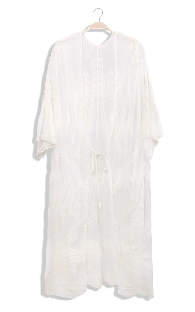 JP2140 Wheat Leaves Pattern Lace Cover Up w/Tie-Knot Closure