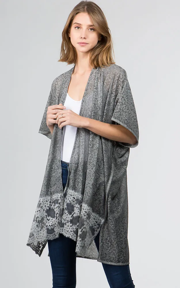 KP9781 Lace Bottom Deco Kimono