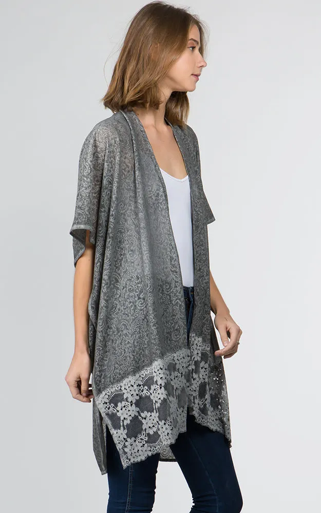 KP9781 Lace Bottom Deco Kimono