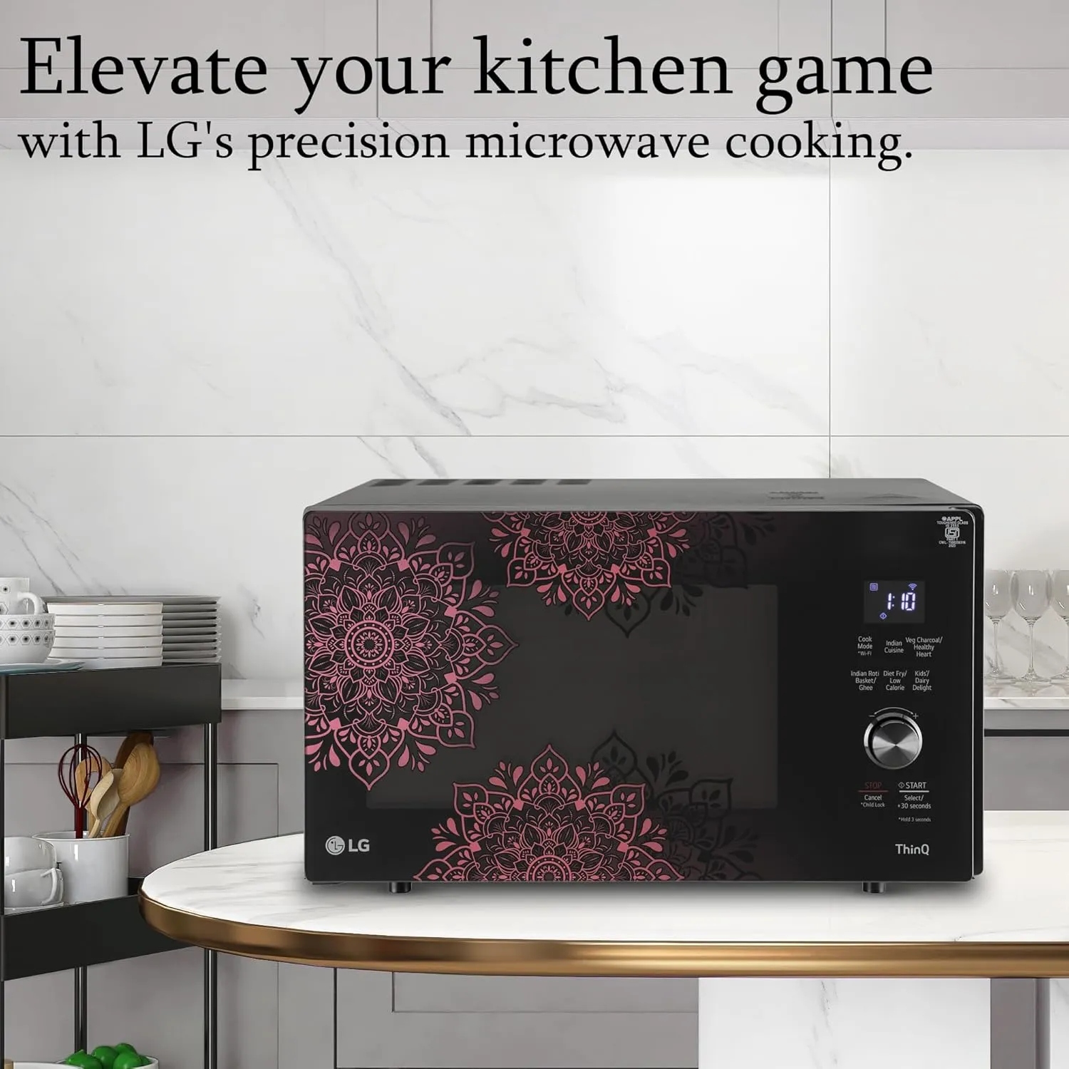 LG MJEN286VIW 28 L Charcoal Convection Microwave Oven | Wi-Fi Enabled | Scan to Cook | 360 Motorised Rotisserie | Heart-Friendly Recipes | Stainless Steel Cavity | Black