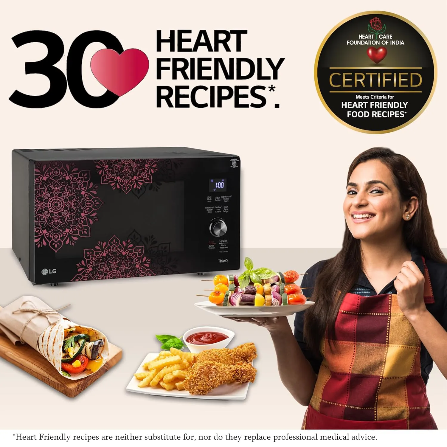 LG MJEN286VIW 28 L Charcoal Convection Microwave Oven | Wi-Fi Enabled | Scan to Cook | 360 Motorised Rotisserie | Heart-Friendly Recipes | Stainless Steel Cavity | Black