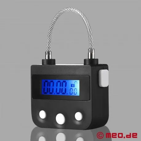 Lockable leather bondage collar with time lock