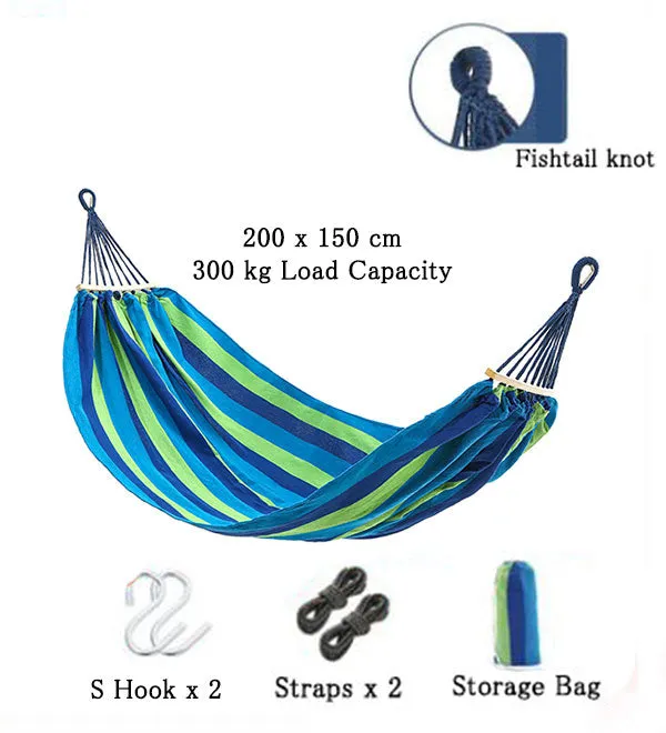 Outdoor Camping Hiking Traveling Lightweight Portable Folding Parachute Hammock 2 Person 200 x 150 cm 300 kg Load Capacity 3 Colours