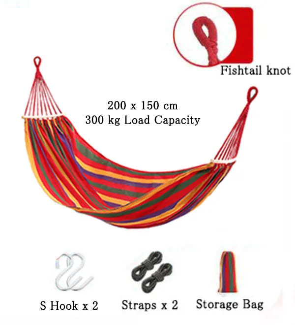 Outdoor Camping Hiking Traveling Lightweight Portable Folding Parachute Hammock 2 Person 200 x 150 cm 300 kg Load Capacity 3 Colours