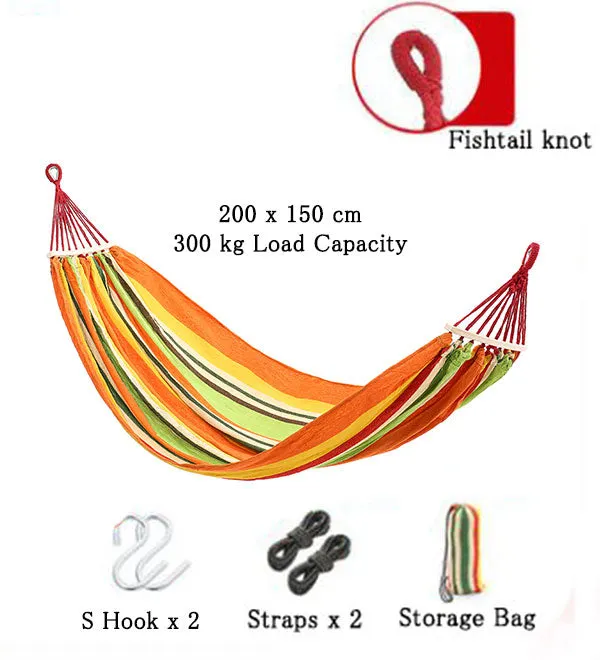 Outdoor Camping Hiking Traveling Lightweight Portable Folding Parachute Hammock 2 Person 200 x 150 cm 300 kg Load Capacity 3 Colours
