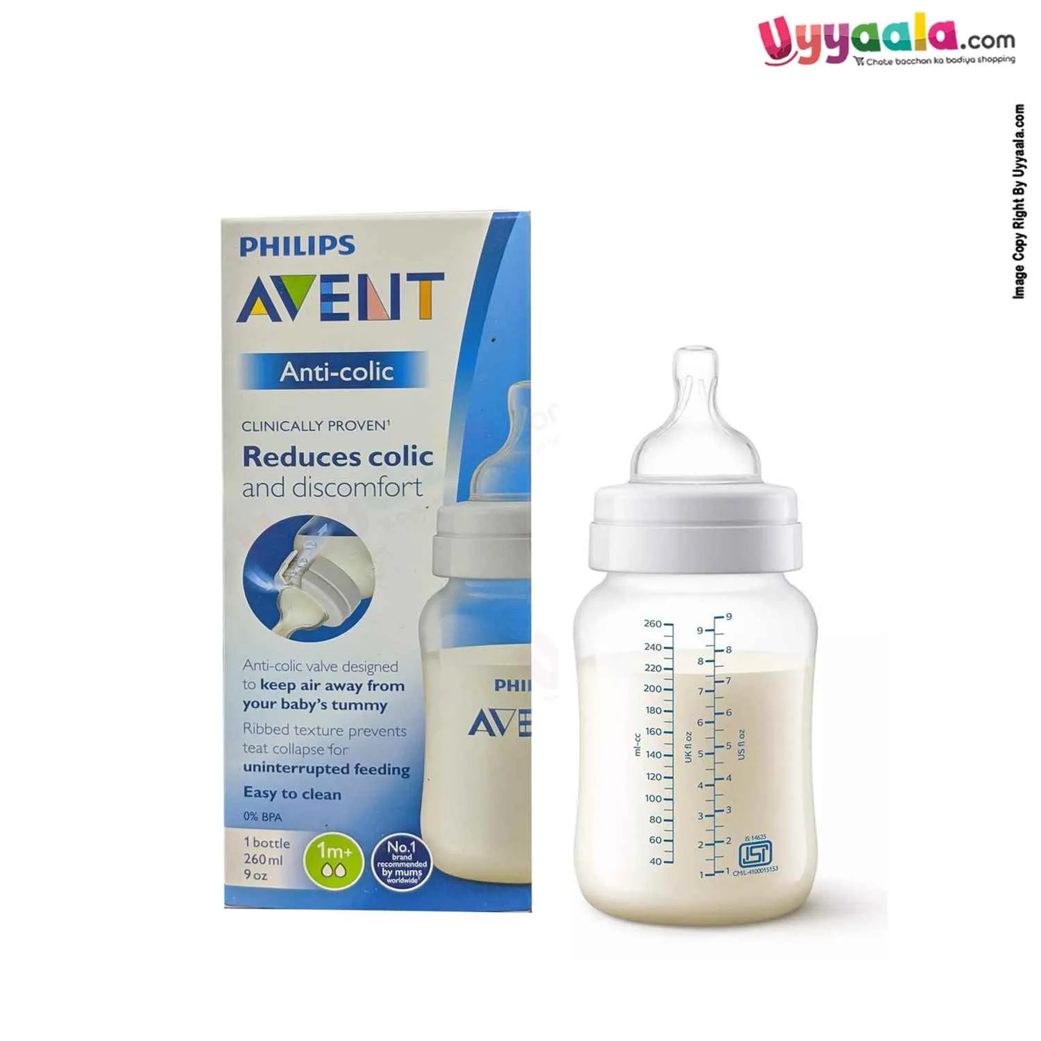 Philips Avent Anti-Colic Baby Milk Feeding Bottle - 260ml, 1 months