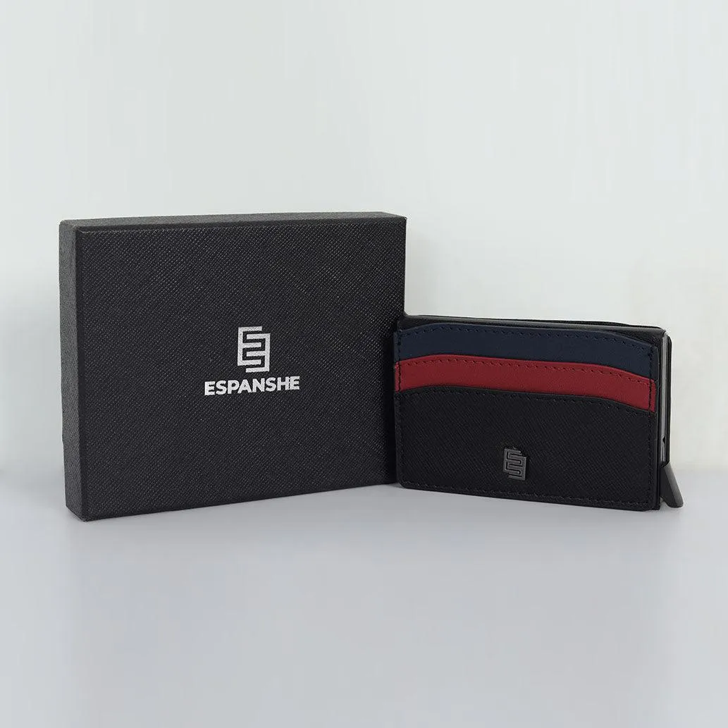 Pop up Card Holder Artificial Leather Wallet - Black