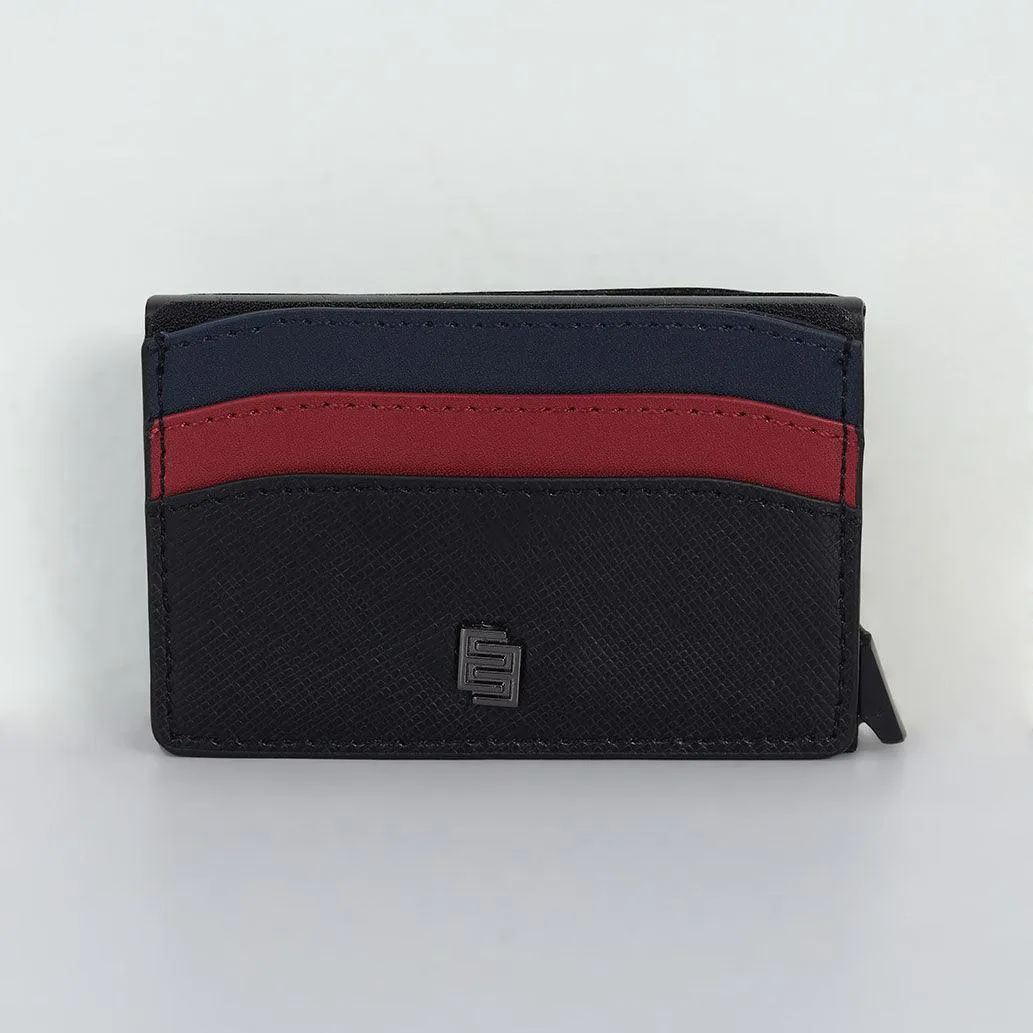 Pop up Card Holder Artificial Leather Wallet - Black