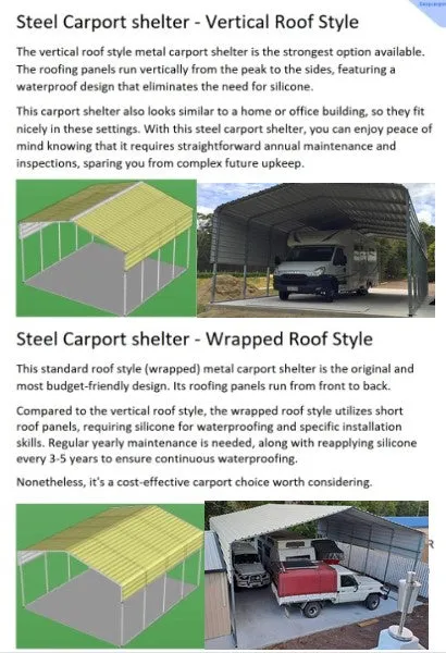 Portable Carport - Double Vertical roof style