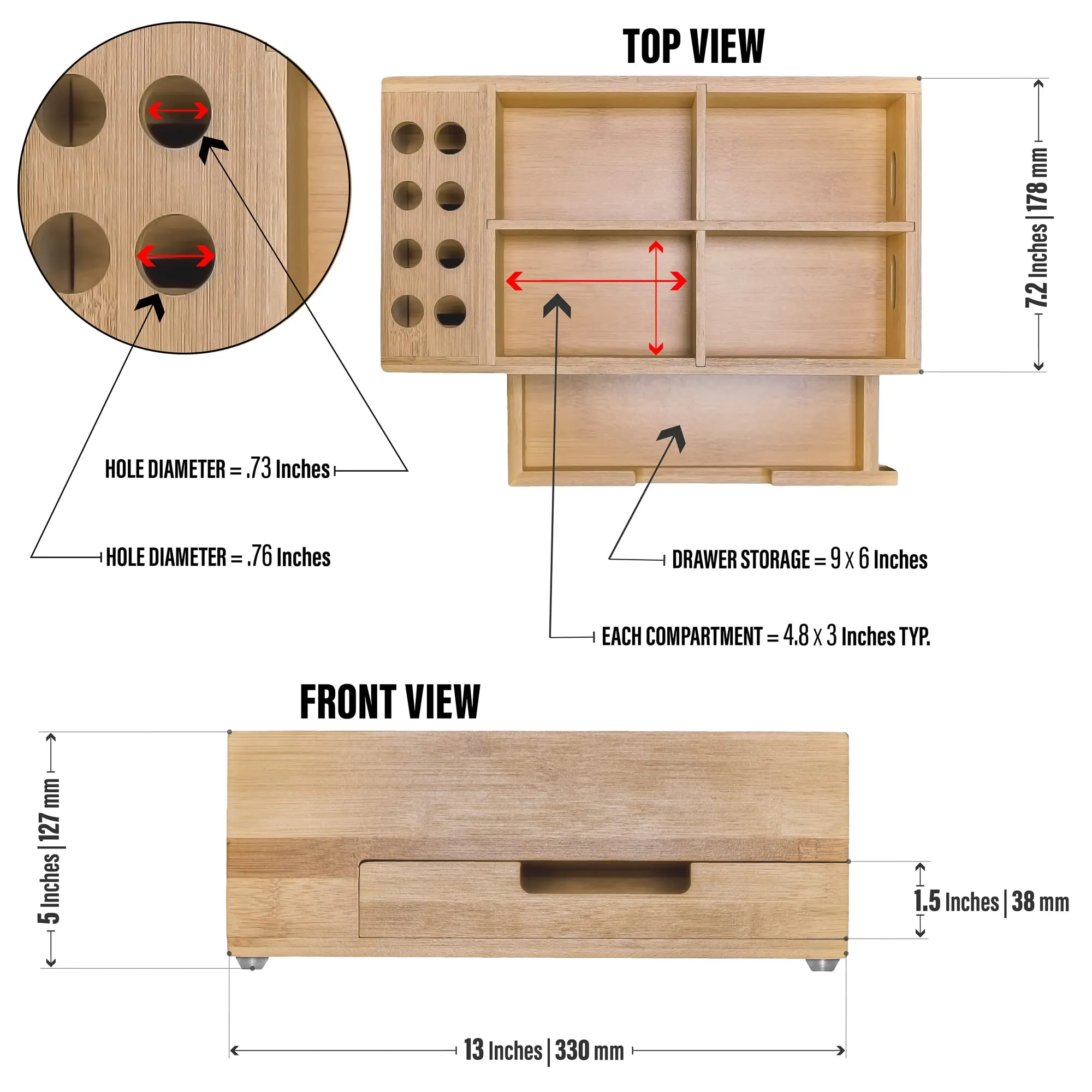 Prosumer's Choice Bamboo Bathroom Organizer, Makeup Vanity Countertop Organizer, Cosmetic