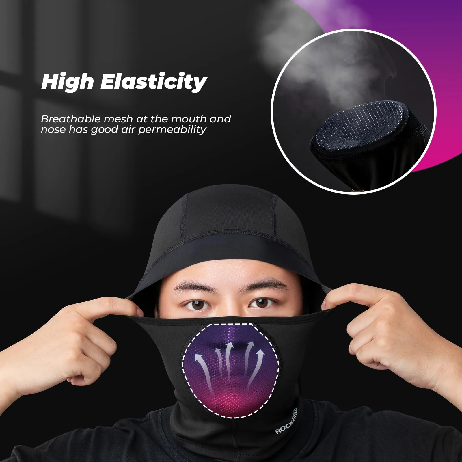 ROCKBROS Windproof Ski Balaclava Full Face Cover Breathable Under-Helmet Mask