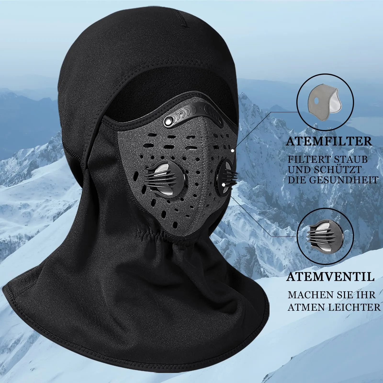 ROCKBROS Winter Balaclava with Filter Thermal Windproof Headcover