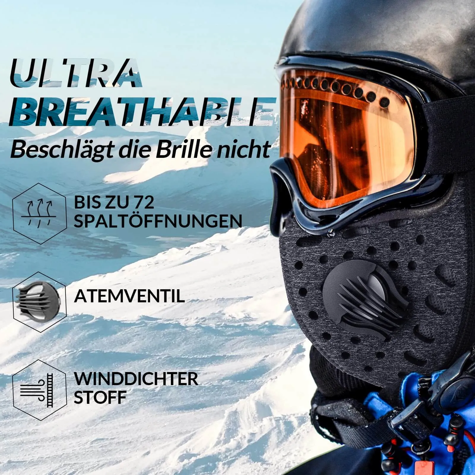 ROCKBROS Winter Balaclava with Filter Thermal Windproof Headcover