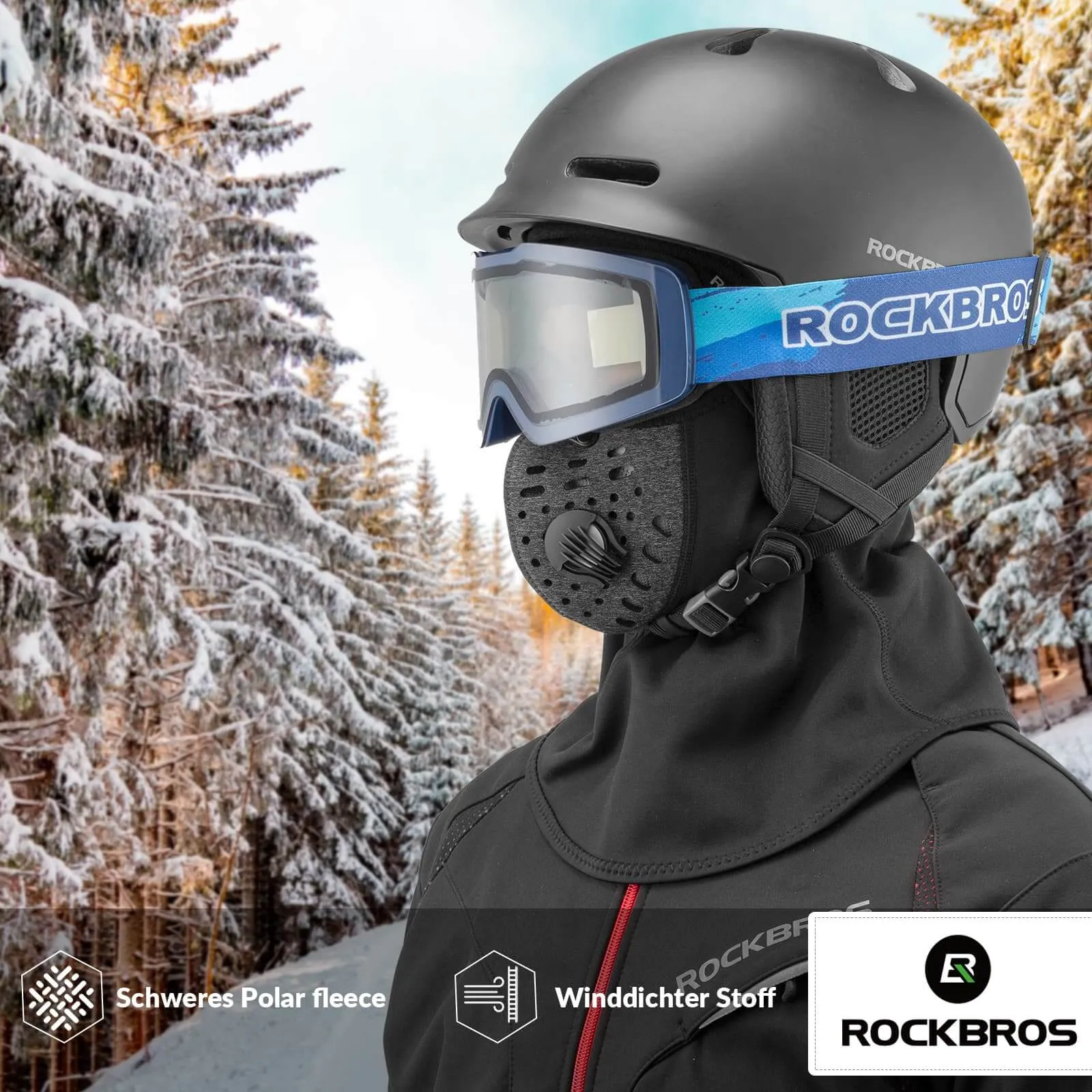 ROCKBROS Winter Balaclava with Filter Thermal Windproof Headcover