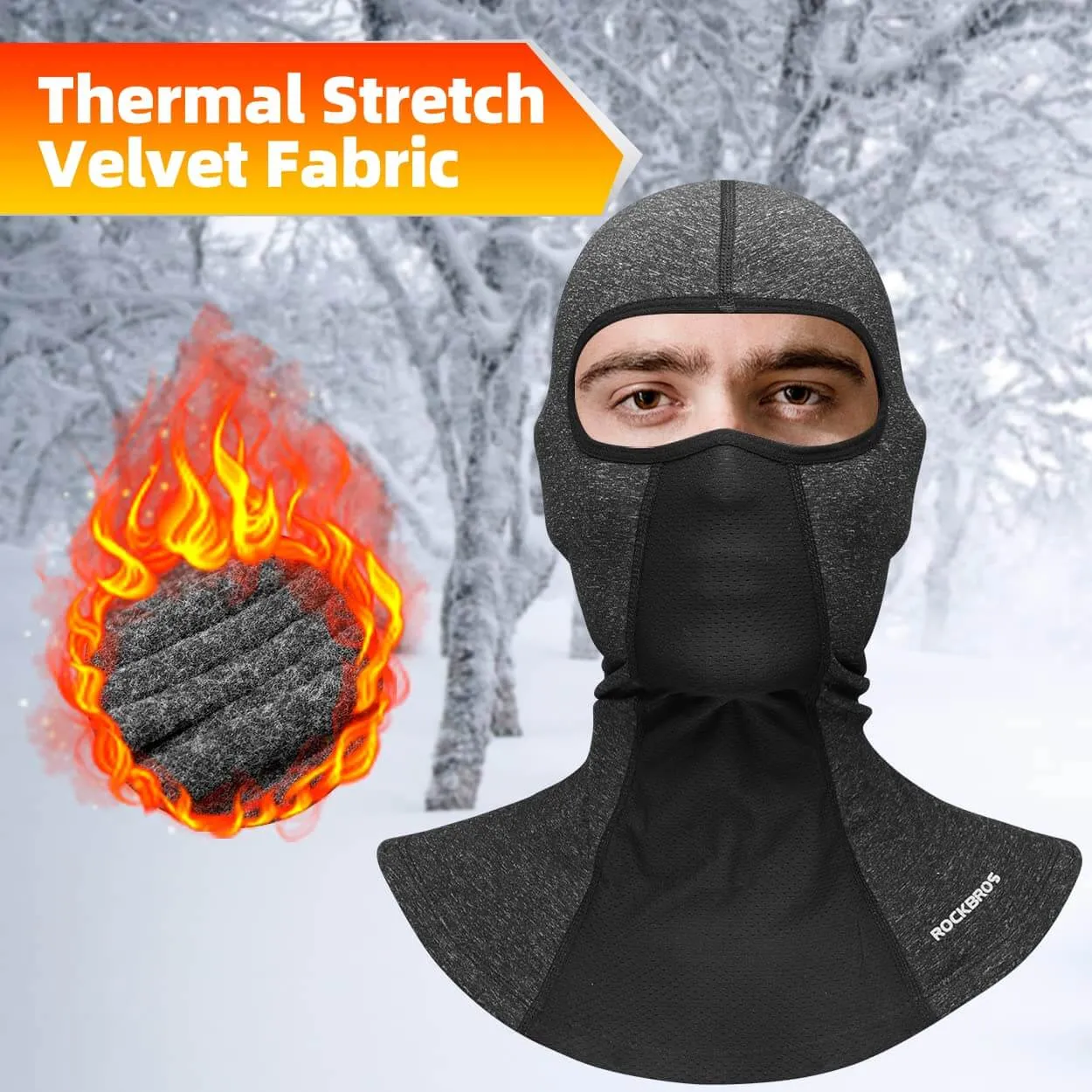 ROCKBROS Winter Balaclavas Windproof Full Face Mask Gaiter with Glasses Holes