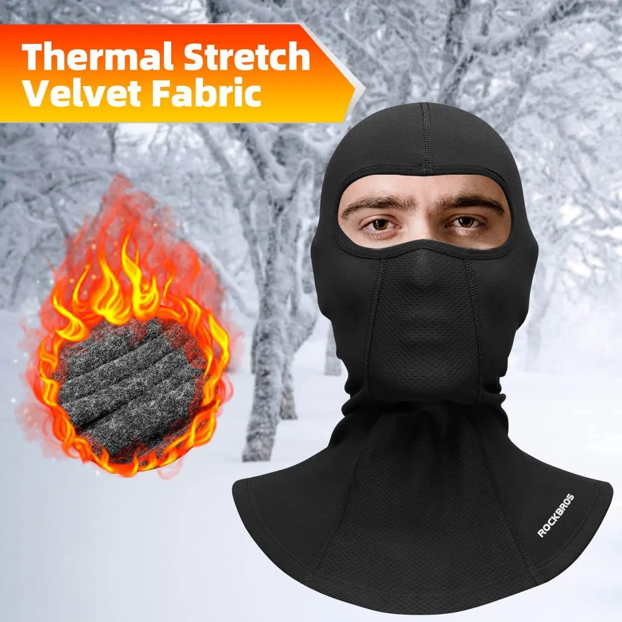 ROCKBROS Winter Balaclavas Windproof Full Face Mask Gaiter with Glasses Holes
