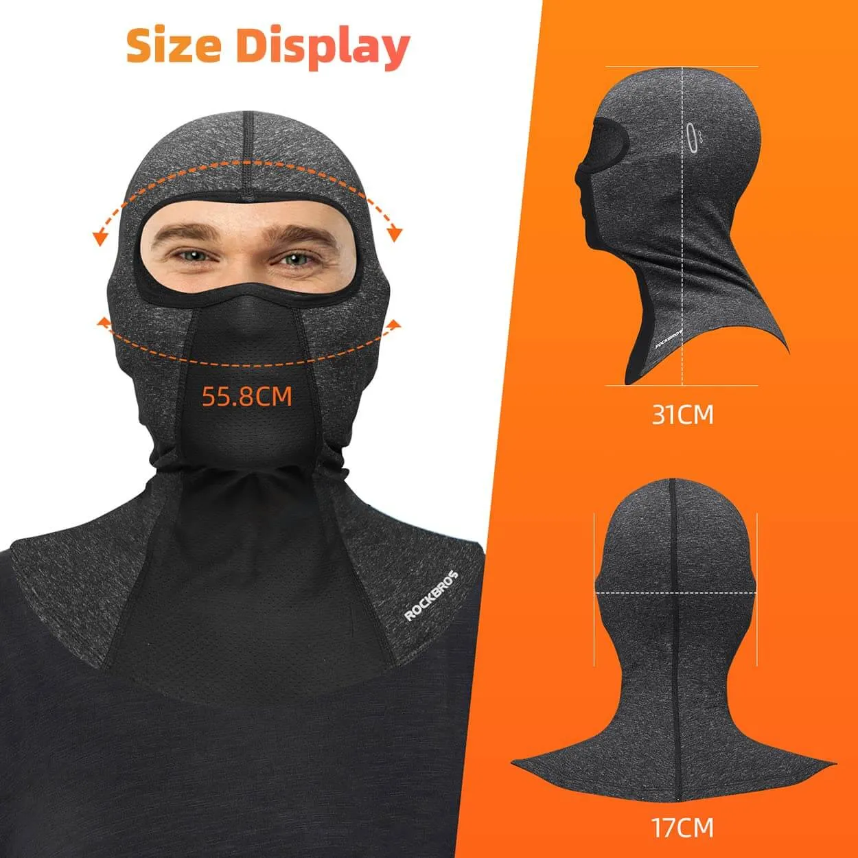 ROCKBROS Winter Balaclavas Windproof Full Face Mask Gaiter with Glasses Holes