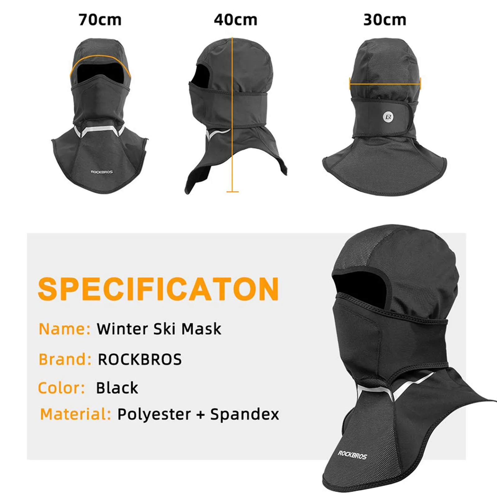 ROCKBROS Winter Cycling Balaclava Windproof Full Face Hood Neck Warmer Cap